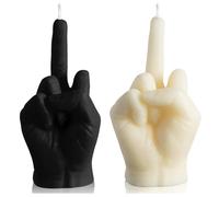 Lot de 2 bougies pilier noires et blanches, bougie doigt d'honneur et ensemble nature créative, cadeaux amusants pour pendaison de crémaillère pour homme, décoration d'intérieur insolite, accessoires