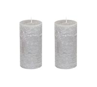 Lot de 2 bougies pilier Rustic - Bougies pilier - Bougies pilier - Bougies en bloc - Couronne de l'Avent - Sans suie - Durée de combustion : 120 heures - Nombreuses couleurs - 10 x 20 cm (gris)
