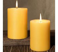 Lot de 2 bougies piliers en cire d'abeille naturelle, 104 à 110 heures de combustion biologique, bougies d'urgence non parfumées 7,1 x 10,2 cm, bougies piliers en cire d'abeille 100 % pure pour paryer