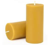 Lot de 2 bougies piliers en cire d'abeille naturelle, 70 heures de combustion, 100 % pure cire d'abeille pour décoration d'intérieur, bougie en cire d'abeille sans fumée et sans gouttes pour détente