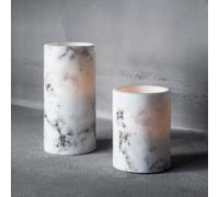 Lot de 2 Bougies Piliers LED à Piles Effet Marbré