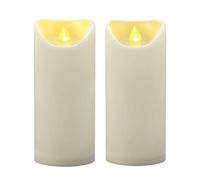 Lot de 2 bougies piliers LED étanches à piles sans flamme avec minuterie en plastique et résine pour lanterne, patio, jardin, décoration de maison, fête de mariage 7,6 x 17,8 cm