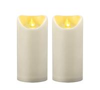Lot de 2 bougies piliers LED étanches à piles sans flamme avec minuteur en résine plastique pour décoration de terrasse, décoration d'Halloween, de fête de Noël - 7,6 x 15,2 cm