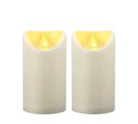 Lot de 2 bougies piliers LED étanches à piles sans flamme avec minuteur en résine plastique pour décoration de terrasse, décoration d'Halloween, de fête de Noël, 7,6 x 12,7 cm