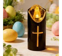 Lot de 2 bougies votives à LED pour commémoration - Effet vacillant comme de vraies bougies - Réutilisables - Alimentées par piles - Pour intérieur et extérieur - Noir