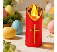 Lot de 2 bougies votives LED commémoratives à effet vacillant comme de vraies bougies, réutilisables - Alimentées par piles - Pour intérieur et extérieur - Rouge