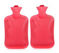 Lot de 2 bouillottes de 2 l - Sans housse - En caoutchouc naturel - Sûr et durable - Cadeau pour enfants et adultes - Rouge