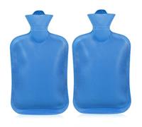 Lot de 2 bouillottes de 2 l - Sans housse - En caoutchouc naturel - Sûr et durable - Cadeau pour enfants et adultes (bleu foncé)