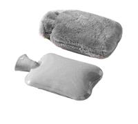 Lot de 2 bouillottes d'hiver en peluche, PVC, antidéflagrantes et résistantes à la chaleur, idéales for literie les cadeaux Pour Ventre Cou(2pcs Grey 1000ml)