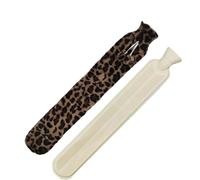 Lot de 2 bouillottes longues en caoutchouc et peluche remplies d'eau, idéales for dormir pendant l'hiver Pour Ventre Cou(Medium-Brown Leopard)