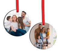 Lot de 2 Boule de Noël Personnalisée avec Photos Recto Verso,Mon Premier Noel,Décoration de Noël Personnalisable en Bois pour Sapin de Noël, Cadeau pour Couple, Famille, Amis, Mariage, Fiançailles