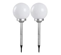 Lot de 2 boule lumineuse solaire pour jardin, lampe LED, borne solaire d'extérieur - Diamètre 20 x Hauteur 53 cm-JUANIO-