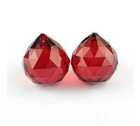 Lot de 2 boules à facettes en cristal K9 - Prisme en verre Feng Shui - Pour arbre, mariage, fête, hôtel, décoration - Rouge foncé - 20 mm