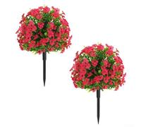 Lot de 2 boules de buis artificielles de 61 cm de haut pour la maison, le bureau, le jardin avec aspect verdure naturel (rose rouge)