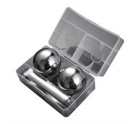 Lot de 2 boules de glace à whisky en acier inoxydable argenté, 55 mm, avec plateau de congélation, glaçons réutilisables et pierres de refroidissement en métal, cadeaux pour lui - pour homme, papa
