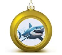 Lot de 2 boules de Noël en plastique incassable avec imprimé requin bleu personnalisable - 60 mm