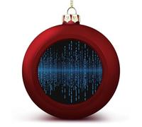 Lot de 2 boules de Noël en plastique incassable avec matrice binaire bleue - 60 mm - Personnalisable