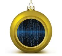 Lot de 2 boules de Noël en plastique incassable avec matrice binaire bleue personnalisable - 60 mm