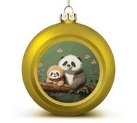 Lot de 2 boules de Noël en plastique incassable avec texte photo personnalisable Doré 60 mm