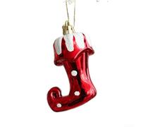 Lot de 2 boules de Noël festives pour décoration de sapin, décorations de vacances en plastique à suspendre, décoration d'intérieur saisonnière (bottes)