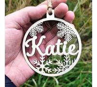 Lot de 2 boules de Noël personnalisées en bois avec nom