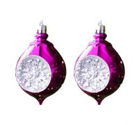 Lot de 2 boules de Noël pour sapin de Noël en forme de goutte d'eau en plastique avec finition mécanique fabriquée à la main, adaptées pour la décoration de la maison (bleu, violet)