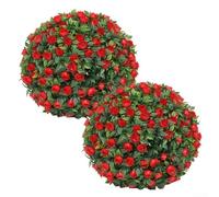 Lot de 2 boules de plantes artificielles | Boules topiaires en buis synthétique pour décoration intérieure ou extérieure | Boules de fleurs artificielles à suspendre pour fête de mariage, terrasse