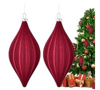 Lot de 2 boules de velours pour Noël en forme de pastille | Boules de sapin de Noël avec peluche | Pour intérieur, rebords de fenêtre, patio, réunions de famille, fêtes de Noël, porche