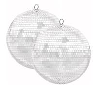 Lot de 2 boules disco effet miroir de 20,3 cm, idéales pour une fête ou un DJ effet lumière accessoire de décoration de Noël