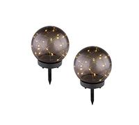 Lot de 2 boules solaires originales - Diamètre : 15 cm - Couleur fumée - Avec guirlande lumineuse LED