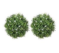 Lot de 2 boules topiaires pour - Couronne de buis artificiel - 15 cm - Décoration imperméable à suspendre pour intérieur, extérieur, jardin, mariage, balcon, terrasse, patio