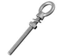 Lot de 2 boulons à œil avec filetage métrique complet, avec disque et écrou hexagonal, en acier inoxydable A4/V4A, Vis à œillet, Boulon à œil (M6 x 80 mm, 2 pièces)