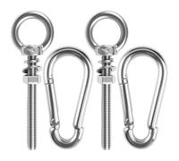 Lot de 2 Boulons à œil m8 Acier Inoxydable,Écrou à Oeil avec Rondelle,Écrous Hexagonaux,Tige Filetée M8 x 80 mm,Boulons à Oeil M8 avec Mousqueton Inox,Boulon à Anneau pour Fixation et Suspension