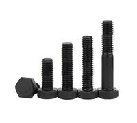 Lot de 2 boulons à tête hexagonale extérieure en alliage d'acier noir M4 M5 M6 M8 M10 M12 M14 M16 DIN933 (filetage arrière)