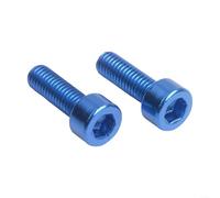 Lot de 2 boulons à tête hexagonale pour cage de bouteille d'eau de vélo, M5 x 15 mm, en alliage d'aluminium, matériel de montage (bleu)