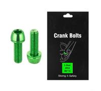 Lot de 2 boulons de pédalier M6 x 18 mm à tête hexagonale pour vélos électriques de montagne et de route - Écrous et boulons en acier avec revêtement PVD résistant (vert)