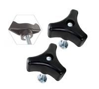 Lot de 2 boulons de poignée de tondeuse à gazon avec vis triangulaires, 7,74 mm de diamètre en plastique et métal, noir compatible avec la plupart des modèles de tondeuse