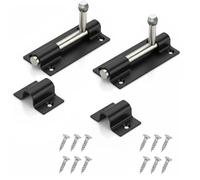 Lot de 2 boulons de porte robustes de 10,2 cm - Verrou coulissant en acier revêtu de noir, résistant aux intempéries, facile à installer avec vis - Loquet intérieur/extérieur pour abri de jardin