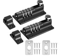 Lot de 2 boulons de verrouillage à combinaison à 4 chiffres, verrous coulissants résistants aux intempéries, en alliage de zinc, sans clé, 121 mm, très résistant, verrou verrouillable pour portail