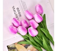 Lot de 2 bouquets de tulipes artificielles pour mariage et décoration d'intérieur, fleurs artificielles réalistes qui améliorent n'importe quel espace (violet clair)
