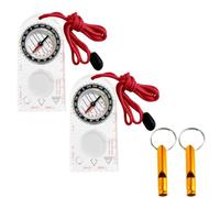 Lot de 2 Boussole Randonnée de Navigation Réglable avec Sifflet de Survie | Boussole Orientation avec Sifflet de Survie pour Camping Trekking Expédition Lecture Carte et Aventure Extérieure 12.5x6 cm