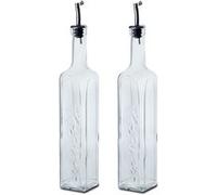 Lot de 2 bouteille d'huile en verre 0.5 L distributeur d'huile d'olive, entonnoir en acier inoxydable, bouteille huile et vinaigre pour cuisine - Longueur 6 x Profondeur 6 x Hauteur 33 cm- JUANIO - G