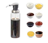 Lot de 2 bouteilles à sauce en verre - 500 ml - Distributeur de ketchup avec pompes en acier inoxydable 304 - Distributeur de sirop avec lignes graduées - Distributeur de sauce pour ketchup