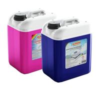 Lot de 2 bouteilles de liquide sanitaire de 5 l bleu et réservoir de chasse d'eau pour toilettes de camping pour réservoir d'eau douce et d'eaux usées, toilettes chimiques, réservoir d'eau de chasse