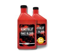 Lot de 2 bouteilles de sang artificiel - Rouge - Théâtre - Sang de cinéma - Décoration d'Halloween - Effet horreur - 473 ml - Pour carnaval, cosplay, très économique, refermable - Faux sang - 2 x 473