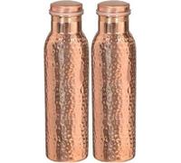 Lot de 2 bouteilles d'eau de 900 ml 30 oz 100 % cuivre pur pour voyageurs ou gourde isotherme Ayurveda Avantages pour la santé - Bouteilles d'eau de designer Bouteille d'eau sans joints,