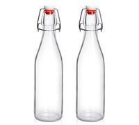 Lot de 2 bouteilles en verre à bouchon basculant de 473,6 g avec couvercle hermétique pour fermentation, kombucha, hydromel, extrait de vanille, coquito, vinaigre, bière, kéfir, vin, soda, jus, huile