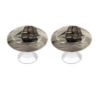 Lot de 2 boutons d'armoire de 2,8 cm à trou unique - Poignées décoratives sur le thème nautique et pirate pour commode, cuisine, salle de bain, armoire, meuble, porte de placard
