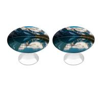 Lot de 2 boutons d'armoire de cuisine ronds de style moderne Panorama of The Lake Louise Mountains pour la maison, le bureau, la cuisine