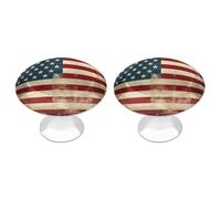 Lot de 2 boutons d'armoire de cuisine vintage avec drapeau américain américain - Style moderne - Boutons de tiroir ronds pour la maison, le bureau, la cuisine
